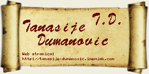 Tanasije Dumanović vizit kartica